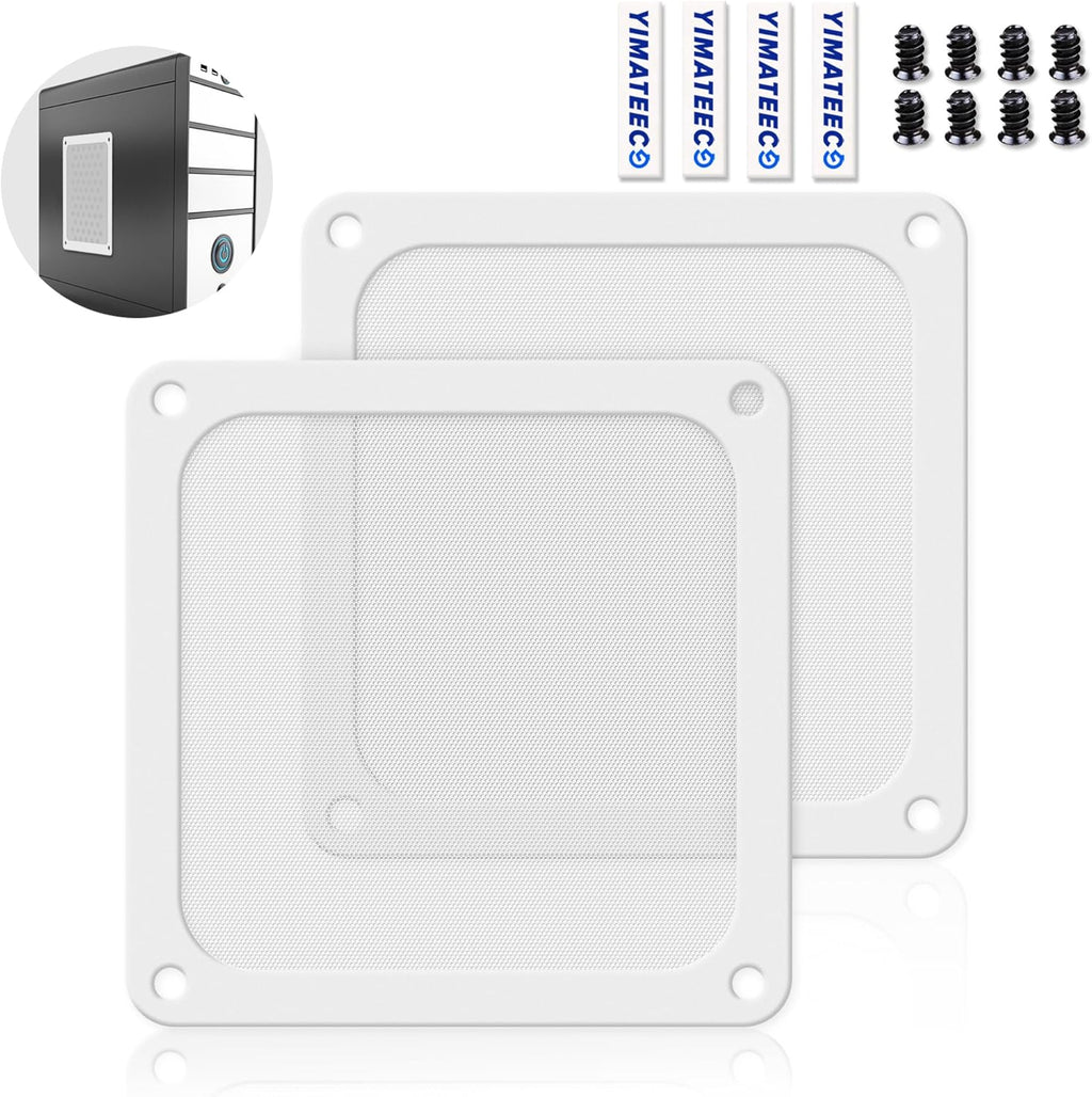 Dust Filter PC 140mm Computer Fan Filter Grills for Computer Cooler Fan/PSU/Routers 50 Mesh, Magnetic Frame PC Cooler Filter Dustproof Mesh (PVC, 140 * 140mm, 2pcs, White)