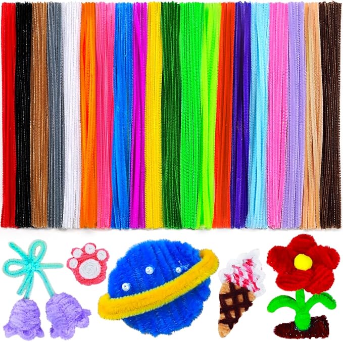 Eppingwin 200 PCS Pipe Cleaners, Multi-Colored Pipe Cleaners Craft Supplies, 20 Colors Chenille Stems for DIY Arts Crafts Project(Multi Color)