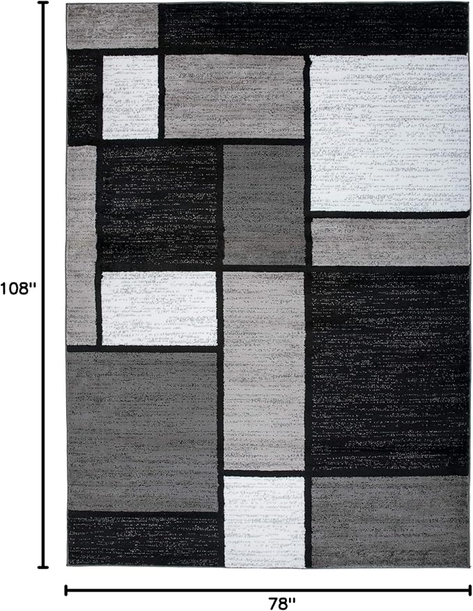 Rugshop Contemporary Modern Boxes for Home Office,Living Room,Bedroom,Kitchen Non Shedding Area Rug 6' 6" X 9' Gray