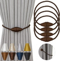 Magnetic Curtain Tiebacks 4 Pack Outdoor Rope Curtain Tie Backs Decorative Window Treatment Holdbacks for Home Decorative Curtain, Coffee