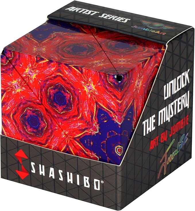 SHASHIBO Shape Shifting Box - Award-Winning Fidget Toy w/ 36 Rare Earth Magnets - Fidget Cube Transforms Into Over 70 Shapes, Sensory Toy Gift for Kids, Teens, and Adults (Fire Goddess)