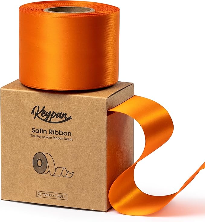 Orange Satin Ribbon 2.5 Inch Double-Faced 25 Yards for Bows Crafts Gift Wrapping Christmas Flower Bouquet Fall Wedding