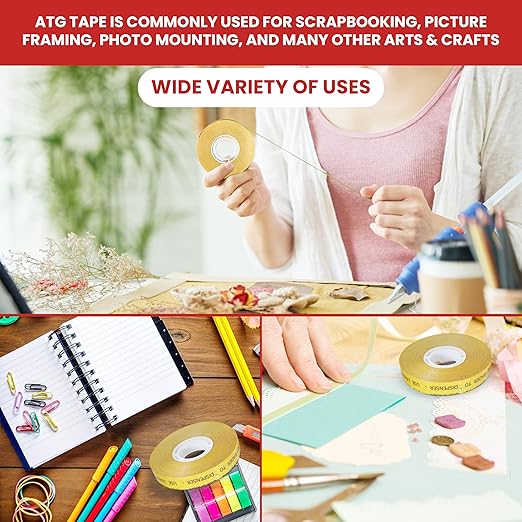 GGR Supplies T.R.U. ATG-7502 ATG Tape (Acid Free Adhesive Transfer Tape): 3/8 in. Wide x 36 yds. (Pack of 24)