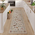 Rugcomf Runner Rug for Kitchen Rug Non Slip 2'x6' Washable Rugs with Rubber Backing Soft Floral Animal Carpet Runner for Kitchen, Laundry, Bedroom, Bathroom (Beige)