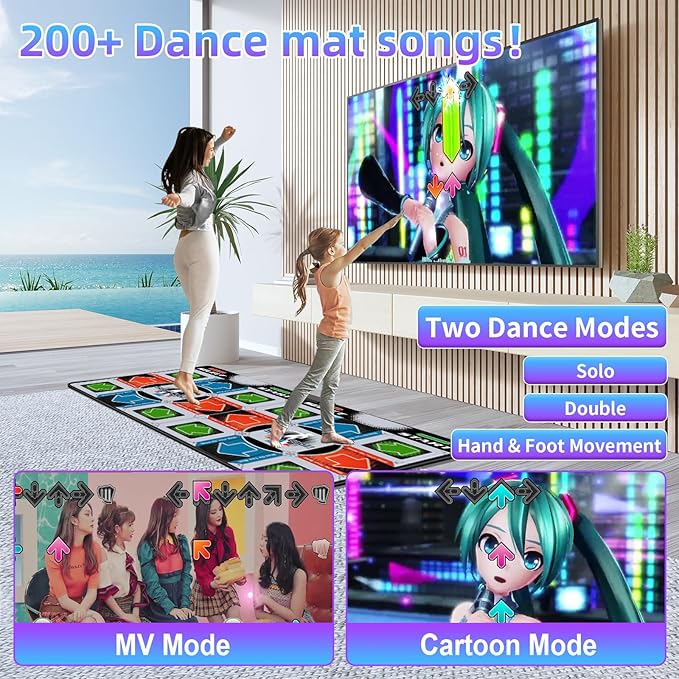 TV Dance Mat Games - Wireless Music Electronic Dance Mat Fun Dance Fitness Games for Kids, Christmas and Boys and Girls Birthday Gift Ideas, Silver Gray