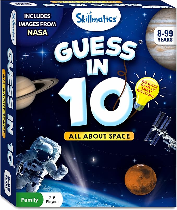 Skillmatics Guess in 10 NASA Space, Perfect for Boys, Girls, Kids & Families Who Love Card Games, Educational Toys, Travel Games, Gifts for Ages 8, 9, 10 and Up