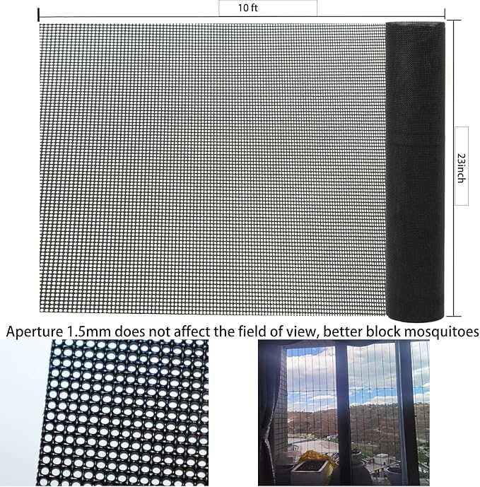 Stainless Steel Screen, 14 Mesh 304 Stainless Steel Security Screen, PVC Coated Heavy Duty 23inch x 10ft Wire Mesh Window Screen Hardware Cloth Sturdy Metal Mesh Door Security Screen Mesh