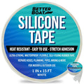 White Heavy Duty Silicone Tape, Self-Fusing Rubber Hose and Plumbing Water Pipe Repair Seal, Coax Electrical or Waterproof Tape for Leaks, 15ft