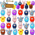 32 Pcs Party Favors for Kids, 3D Animal Pop Fidget Toys Bulk, Sensory Bath Suction Toys for Toddlers, Carnival Treasure Classroom Prizes Box Toys, Fidget Stocking Stuffers Birthday Party Gifts