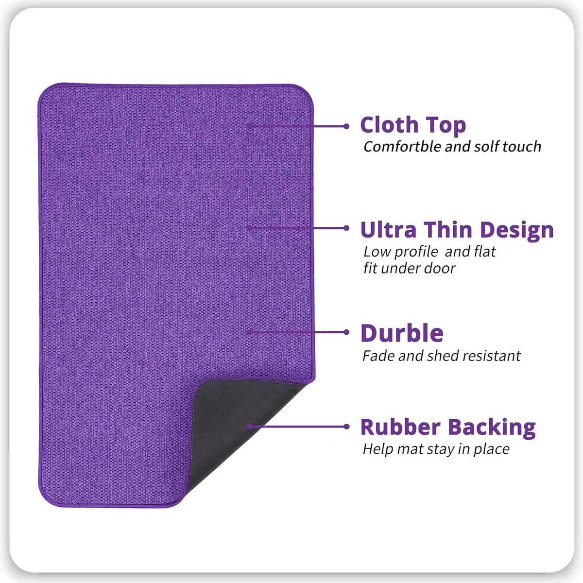 Bath Mat,Ultra Thin Bathroom Rugs,Rubber Bath Mats for Bathroom,No Slip Bath Rugs,Quick Dry,Machine Washable,Low Pile,Absorbent,Shower Outside,Sink,Home Decor Accessories.Purple,1'8"x2'8"(20x32inch)