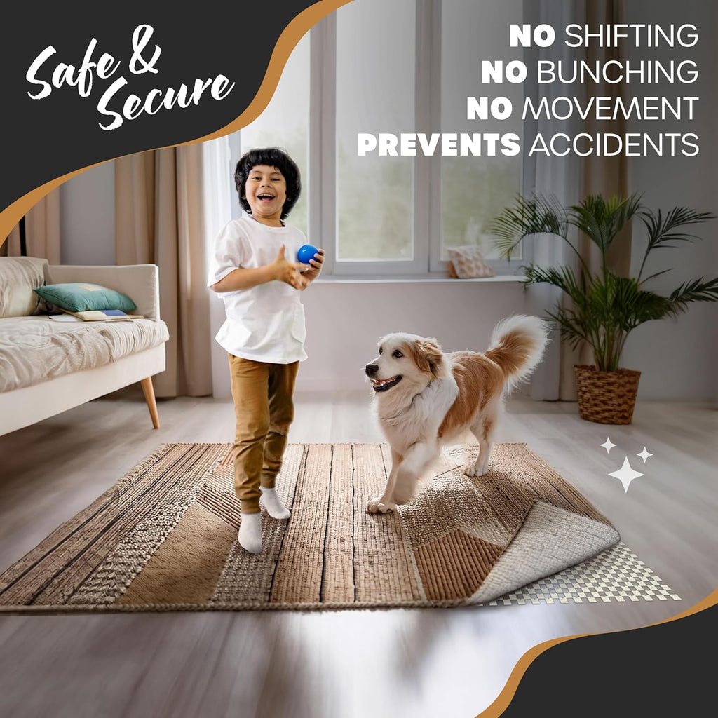 Nevlers 6'x9' White Under Rug Non Slip Pad | PVC Foam Non Slip Rug Pad & Carpet Pad | Customizable Open Weave Anti Slip Rug Grips Design| Anti Skid Rug Gripper for Hardwood Floors & Other Surfaces