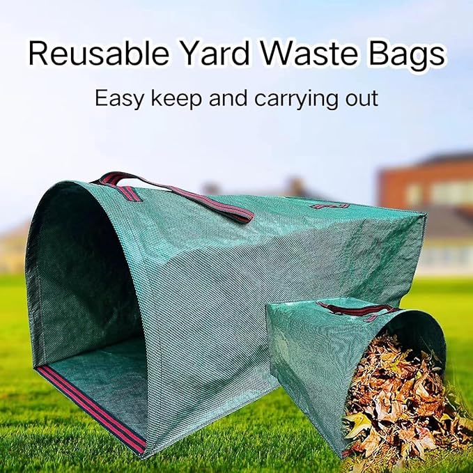 Leaf Collector Bags, Collapsible Yard Waste Bag 4-Pack – 40-Gallon Reusable Garden Bags for Leaves, Grass Clippings, Parties, Laundry & Camping (Dustpan-Type Design)