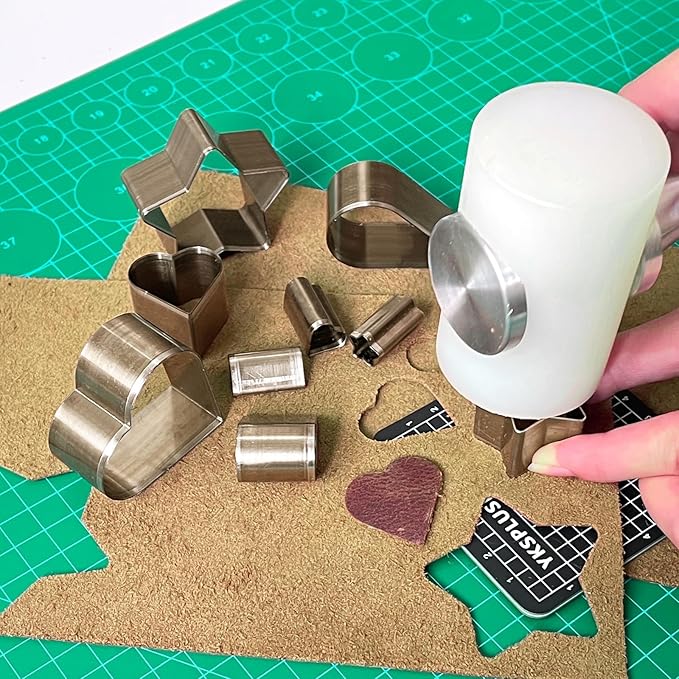 9 Pcs Leather Hole Cutter Tool Set, 9 Sizes Heart Shape Cutter Tools High Carbon Steel, Leather Cutting Dies Kit for DIY Leathercraft, Leather Hollow Punching with Plastic Box