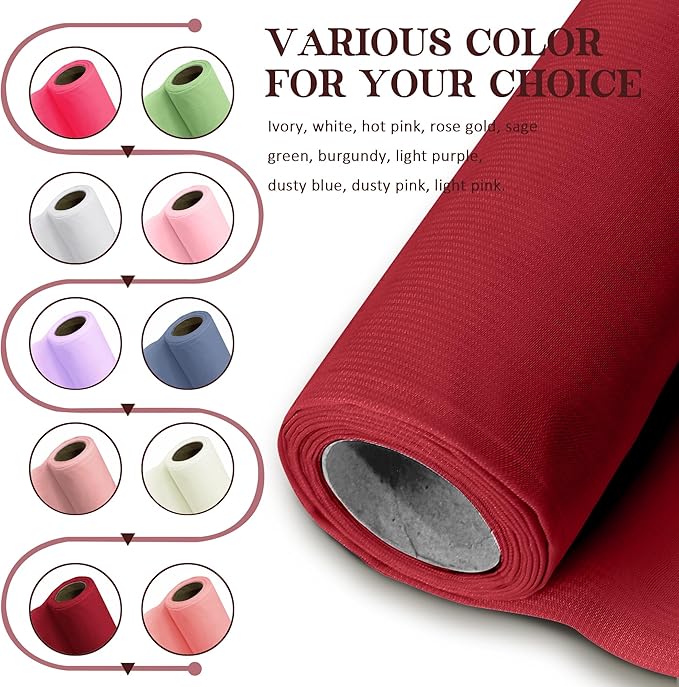 Horbaunal Burgundy Chiffon Fabric by The Yard, 10 Yard Continuous Sheer Fabric 59" Wide Soft Draping Fabric for Wedding Arch Draping Party Backdrop DIY Sewing