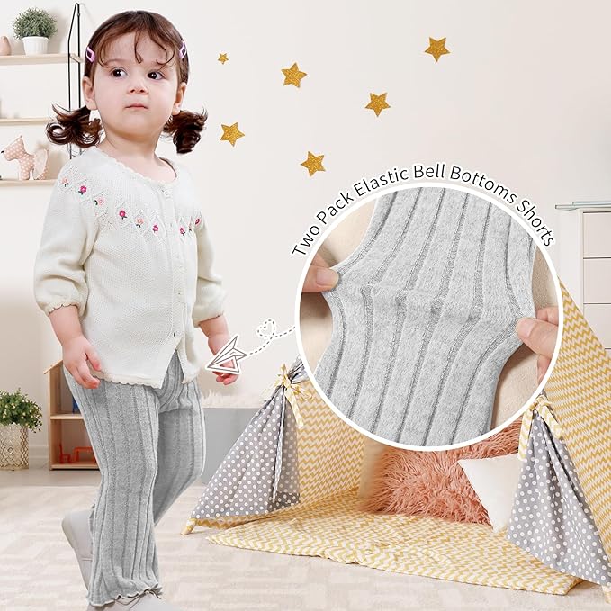 Neutocd Baby Girl Flare Pants Toddler Bell Bottoms Leggings Infant Stretchy Soft Trousers Solid Elastic Waist Pants
