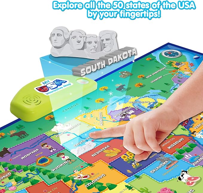 BEST LEARNING i-Poster My USA Interactive Map - Educational Talking Toy for Kids of Ages 5 to 12 Years Old