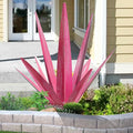 Large Tequila Rustic Sculpture, Rustic Metal Agave Plants for Outdoor Patio Yard, Home Decor Hand Painted Metal Agave Garden Yard Statue, Outdoor Lawn Ornaments Yard Stakes (Rose Red - M)