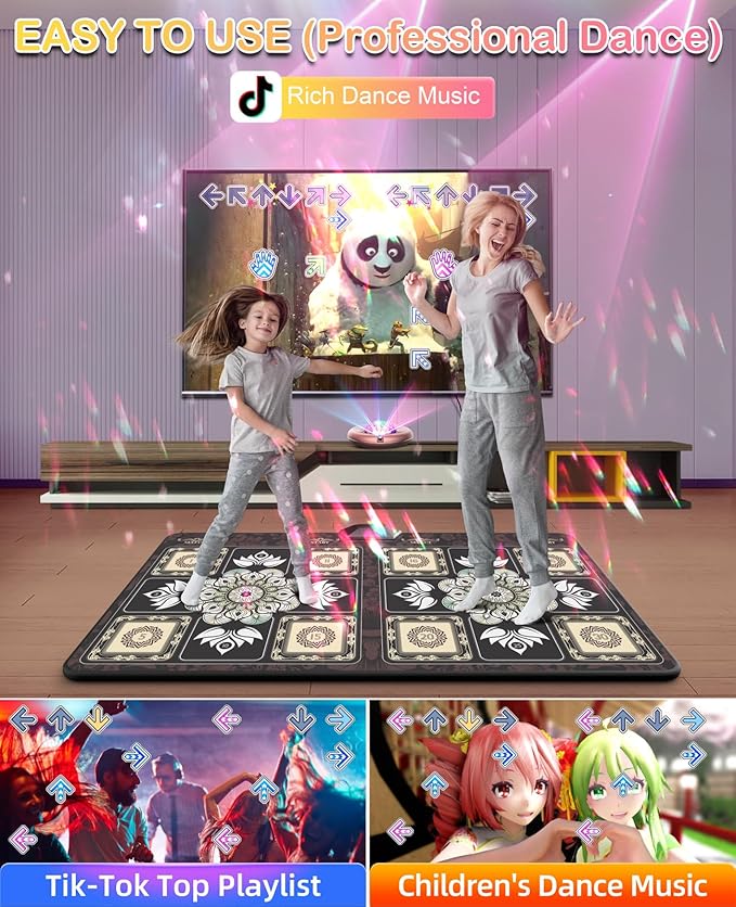 TIK-Tok Dance Mat Game for TV, Christmas Colors Wireless Plug and Play Wrinkle-Free & Non-Slip Electronic Dance Mats, Exercise Dance Pad with Camera for Kids and Adults, Boys & Girls Gifts Toy