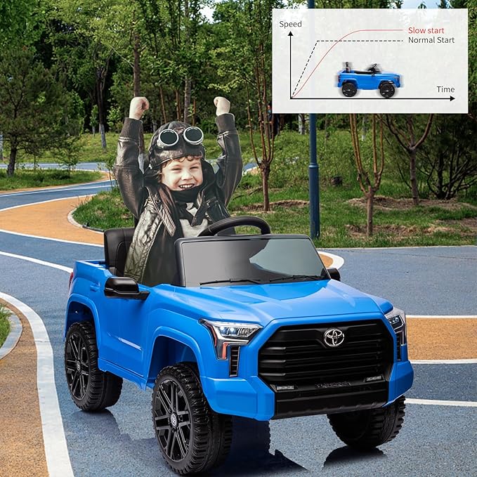 Electric Car for Kids, Licensed Toyota Tundra 12V Electric Truck, Off-Road Kids Pickup Car w/Remote, Spring Suspension & 3 Speeds, LED Headlights, Ride-On Toys for Boys/Girls