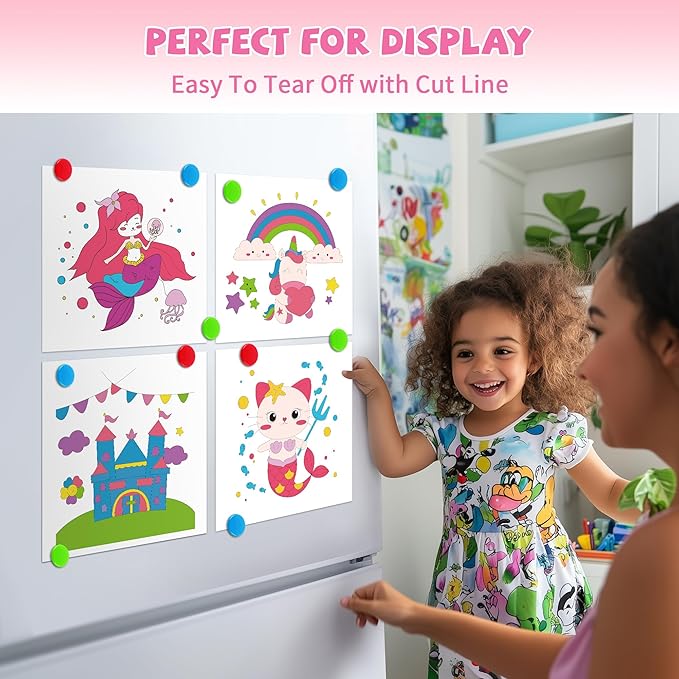 2PCS Paint with Water Books for Kids, Unicorn & Mermaid Watercolor Paint Book Set for Kids,Toddlers Water Color Coloring Painting Drawing Set,Mess Free Toys Gifts for Girls Age 3 4 5 6 7 8