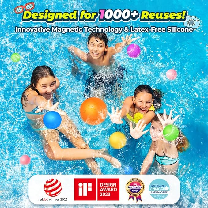 16Pcs Reusable Water Balloons for Kids, Pool Beach Water Toys for Boys and Girls, Summer Toy for Outdoor Games