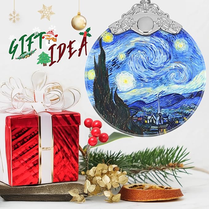 Christmas Ornament - Stained Glass Van Gogh Starry Night - Home Decor - Holiday Present Ideas - Gift Exchange