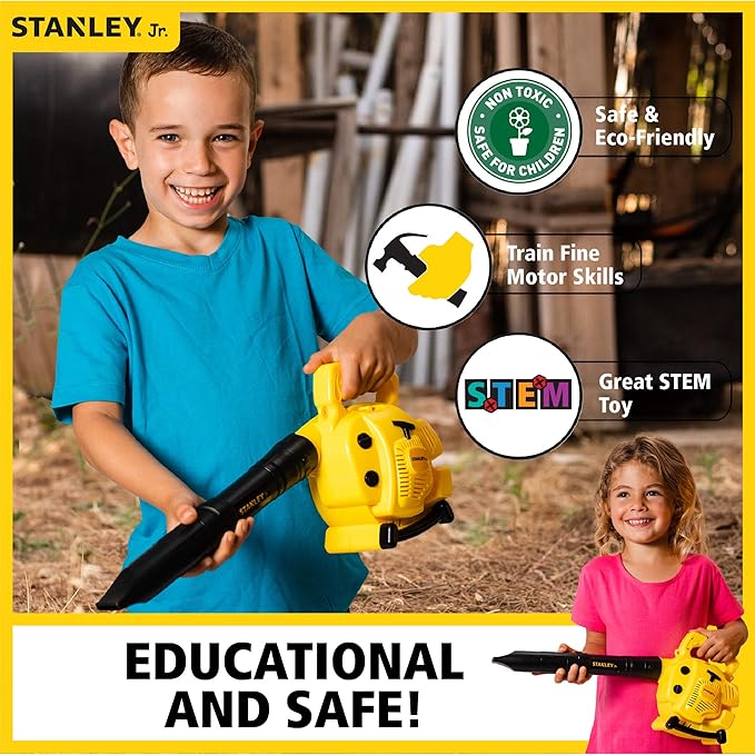 Red Toolbox Stanley Jr. Battery-Operated Blower: Safe and Fun Outdoor Adventure for Kids Ages 3 and Up