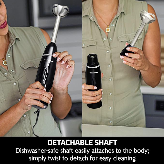 OVENTE Immersion Hand Blender, 300W Electric Handheld Portable Stick Mixer with 2 Mixing Speed and Stainless Steel Blades for Effortless Blending Smoothies, Shakes, Puree or Baby Food, Black HS560B