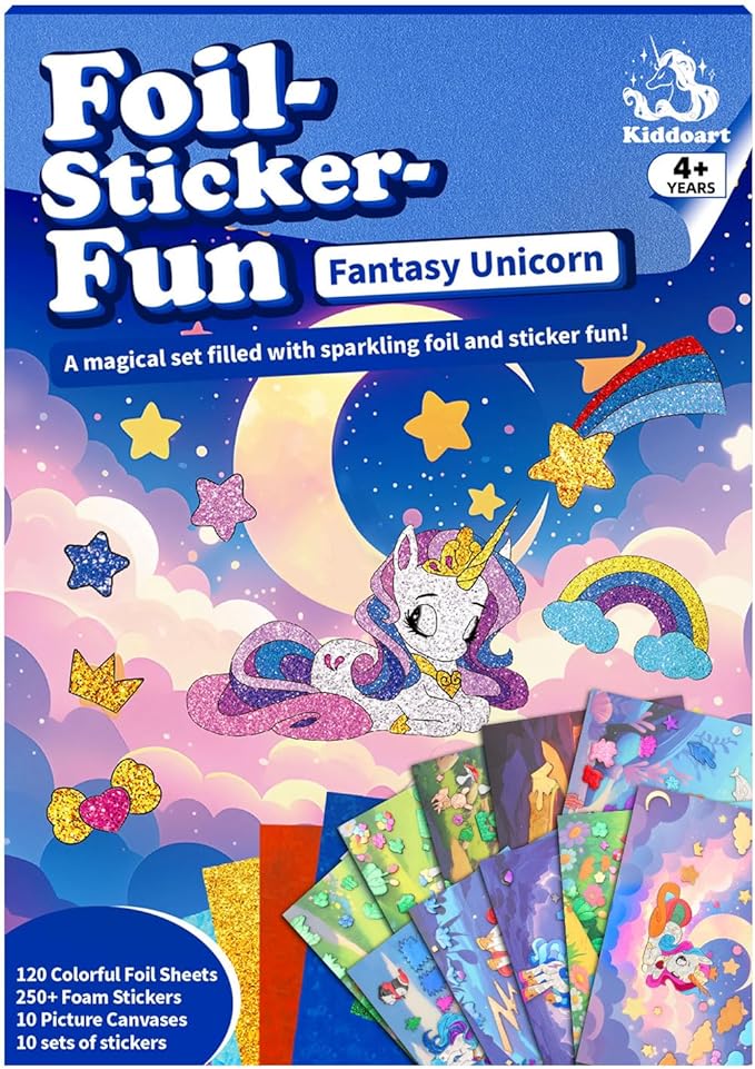 ManeFoodou Foil Fun - Unicorn No Mess Art for Kids, Craft Kits & Supplies, DIY Creative Activity, Travel Toys, Birthday Gifts for Ages 4, 5, 6, 7-12 (Unicorn)