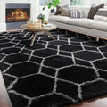 ONASAR 6x9 Area Rugs for Living Room Bedroom, Washable Large Fluffy Black and White Throw Rug, Geometric Soft Plush Shaggy Floor Carpet for Nursery Kids Girls Boys Teen Dorm Home Decor Aesthetic
