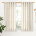 YoungsTex Linen Curtains 54 Inch Length for Kitchen, Light Filtering Semi Sheer Small Window Drapes Rod Pocket Back Tab for Living Room Cafe Farmhouse, Linen, 2 Panels, 42 X 54 Inch