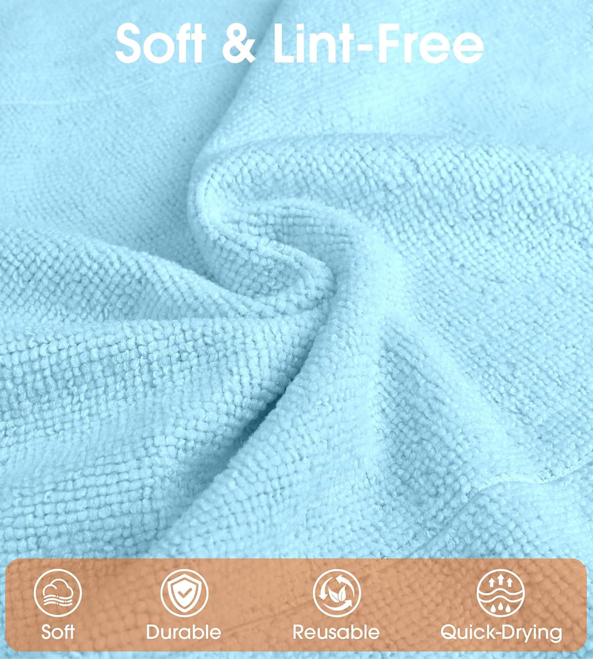 Roll of Microfiber Cleaning Cloth –100 Pack, Tear Away Microfiber Towels, Reusable, Washable, Scratch-Free, Cleaning Supplies,Kitchen Towels for Car, Home, Kitchen, Glass, Dishes(Blue)