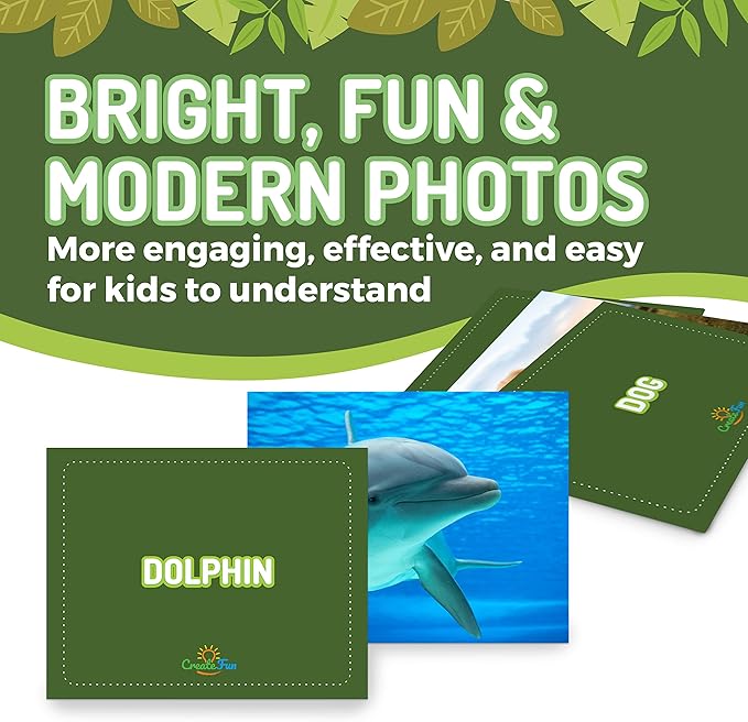 50 Animal Flash Cards - Realistic Photo Cards - Fun Vocabulary Builder for Autisim, Speech Therapy, ESL, Occupational Therapy - Montessori Educational Games for Preschool Kids Learning Activity