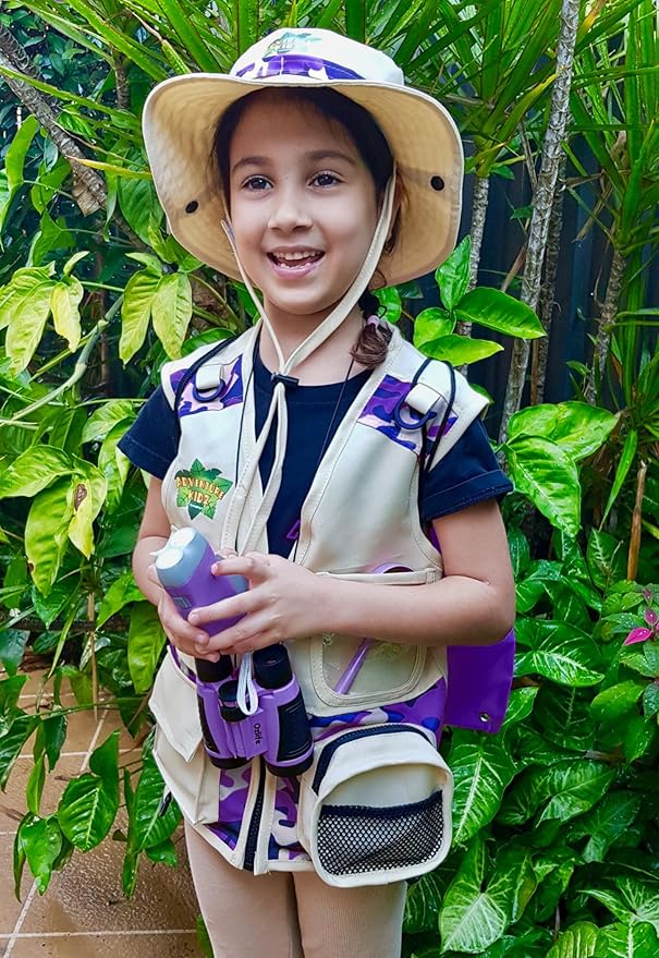 Adventure Kidz - Outdoor Exploration Kit, Children’s Toy Binoculars with Case, Flashlight, Compass, Fox Whistle, Magnifying Glass, Backpack. Great Kids Set for Camping, Hiking, STEM, Pretend Play.