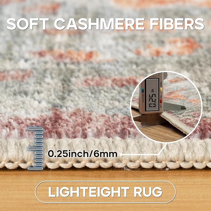 10x14 Area Rugs Large Living Room Rug Washable: Modern Abstract Rug Indoor Modern Carpet Non Slip for Dining Room Bedroom Nursery Home Office Red Brown