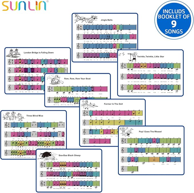 SUNLIN 6 ft. Floor Piano Mat for Kids & Toddlers, Giant Piano Mat, 24 Keys, 10 Built in Songs, 8 Instrument Sounds, Record & Playback, Song Booklet, Musical Toy Gift for Boys & Girls Age 3 4 5 6 7 8 9