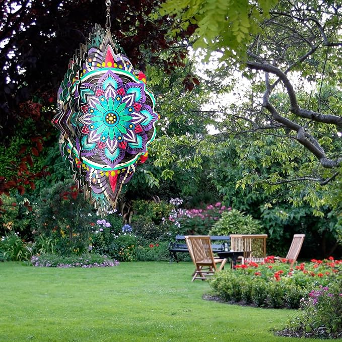 Hanging Wind Spinners for Yard and Garden Mandala Purple Star,Kinetic Wind Spinners Outdoor Worth Gift Christmas Decorations,12Inch Stainless Steel Wind Spinner for Outdoor&Indoor Decor