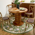 jinchan 6ft Floral Round Rug for Dining Room Washable Living Room Rug Vintage Romance Design Non Slip Indoor Floor Cover Lightweight Low-Profile Throw Carpet for Bedroom Porch Patio, Green