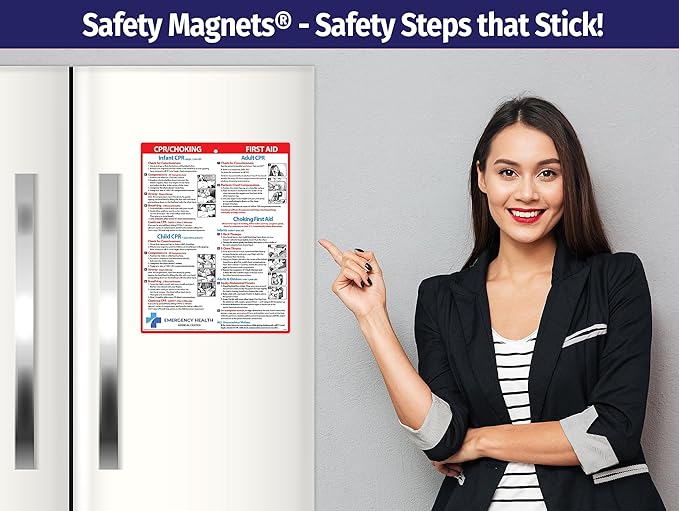 Safety Magnets by ZOCO – 100-Pack Custom CPR & Choking First Aid Magnet – 8.5"x11" Laminated Cards – Personalized with Logo – Branded Safety Handout for Offices, Caregivers & Healthcare