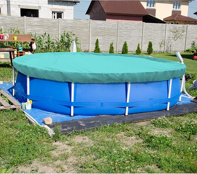 ECOOPTS 10 ft Round Pool Cover for Above Ground Pools, Swimming Pool Cover Protector Winter Safety Cover (Turquoise)