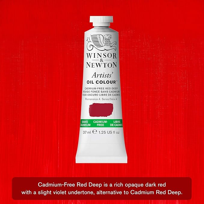 Winsor & Newton Artists' Oil Color, 37ml (1.25 oz) Tube, Cadmium-Free Red Deep