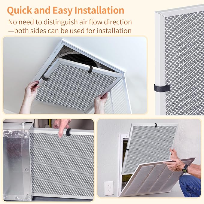 2-Pack 14x30x1 MERV 8 Reusable & Washable Electrostatic Air Filters - Long-Lasting Filter for HVAC, Furnace & Air Conditioner Units, Actual Size: 13-5/8” x 29-5/8” x 7/8”