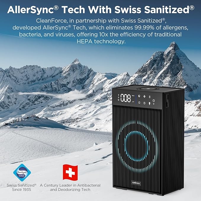 CleanForce Rainbow Cube | World’s First 4-in-1 Space-saving Air Purifier with Bluetooth Speaker, Wireless Charger & Aroma Diffuser | Swiss Tech，over 900ft² Coverage | Ultra-Quiet
