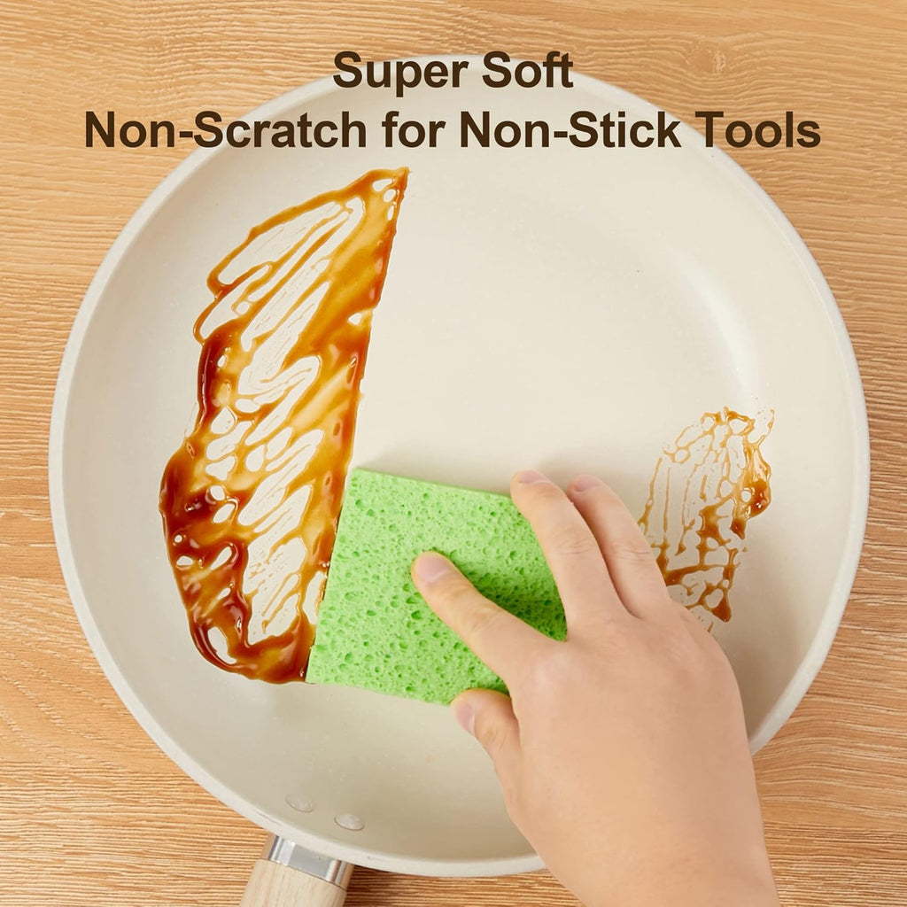 JOYMOOP Dish Sponge Scrubber, Cellulose Sponges Kitchen for Non-Scratch Washing Dishes, Household Cleaning Scrub Natural Sponge, Pack of 12 Colorful Sponges