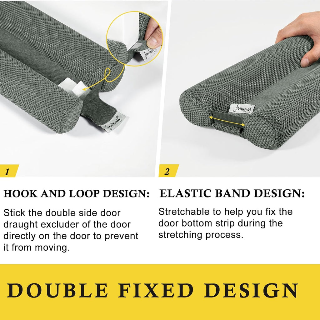 fowong Under Door Draft Stopper 32 Inch Adjustable Draft Stopper for Bottom of Door, Soundproof Window Breeze Blocker, Grey