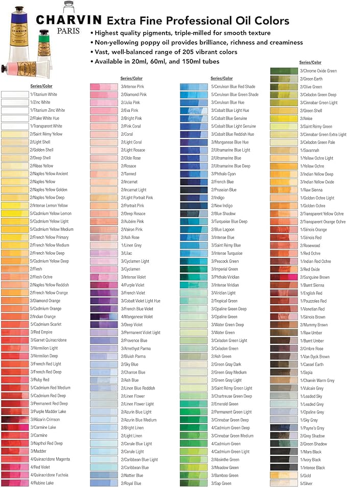 Charvin Extra Fine Oil Paint, Ash Green 150 ml - Triple-Milled, Rich Texture, Poppy Oil-Based, Light-Fast, Handmade, Archival Quality
