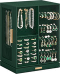 SONGMICS Jewelry Box 360° Rotating, Jewelry Storage Case with 5 Drawers, Jewelry Organizer, Glass Window, Spacious, Vertical Jewelry Storage, Open Design, Great Gift, Forest Green UJBC170C01