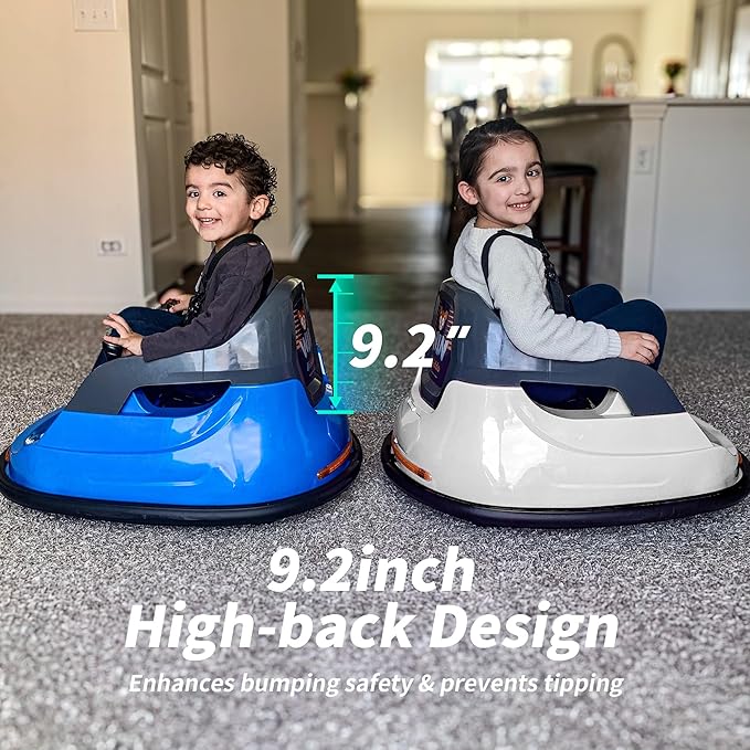 12V Kids Bumper Car, Electric Baby Bumper Car for Toddlers with Remote Control, 3 Speeds - White