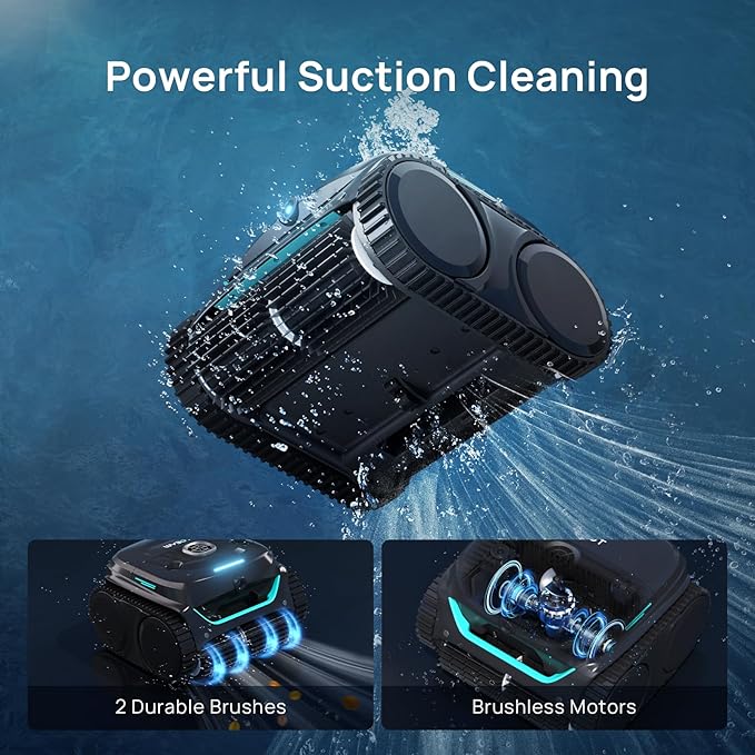 (2025 New) WYBOT C2 Vision Robotic Pool Cleaner with Camera, 8-in-1 Pool Vacuum for Inground Pools, Powerful Suction, Ultra-Fine Filter Pool Robot, Wall Climbing, Smart Navigation, Black