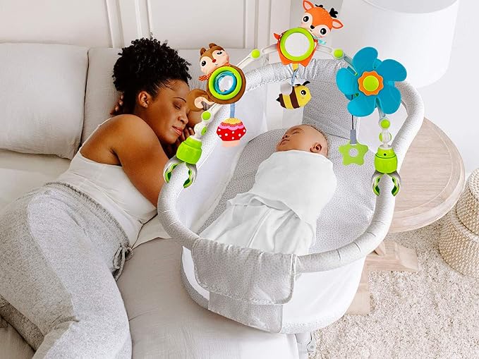 Baby Stroller Arch Mobile, Adjustable Musical Cirb Mobile Toys with Universal Clamps, Versatile Activity Toy Bar for Baby Bouncer Infant Car Seat Toy Stroller Toys Mobile for Bassinet Crib - Orange